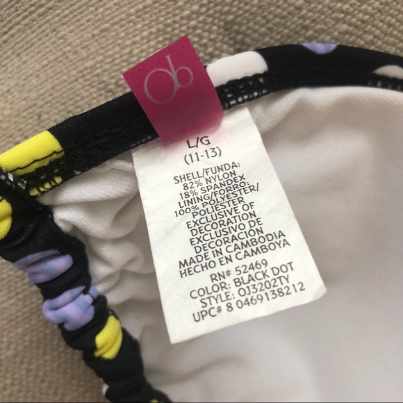 OP polka dot black padded string bikini top dotted - Picture 4 of 5